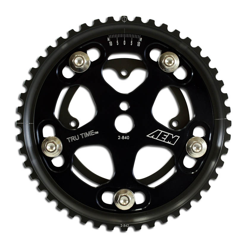 AEM Tru-Time Adjustable Cam Gear Black 5-Bolt Mitsubishi 4G63T