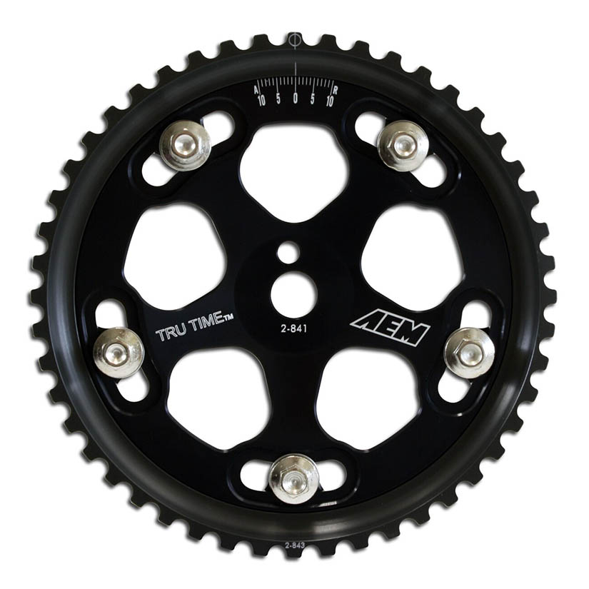 AEM Tru-Time Adjustable Cam Gear Black 5-Bolt Mitsubishi 4G63