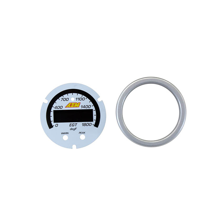 AEM X-Series EGT Gauge 0~1800F / 0~1000C Silver Bezel and White Faceplate Accessory Kit