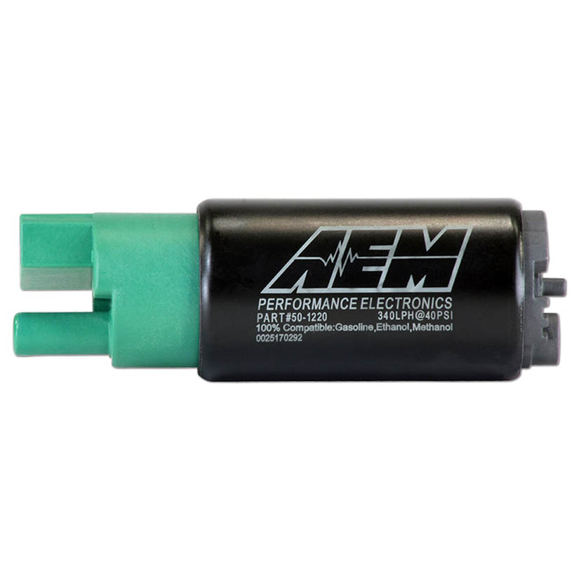 AEM 340LPH E85-Compatible High Flow In-Tank Fuel Pump 65mm Short Offset Inlet Inline