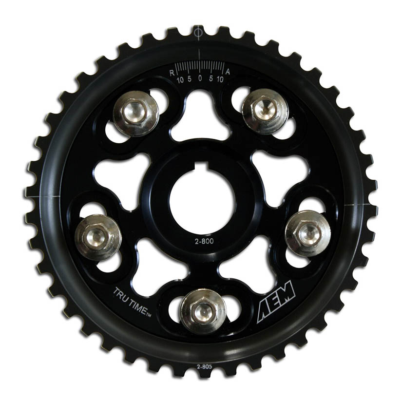 AEM Tru-Time Adjustable Cam Gear Black 5-Bolt Honda H-Series H22A1 H22A4